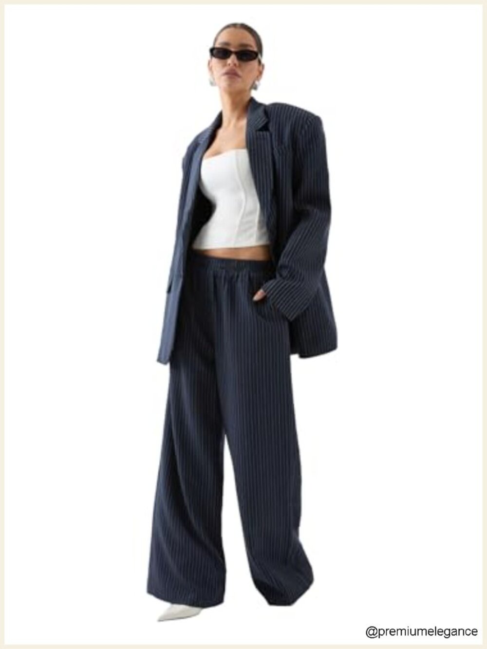 Oversized Pinstripe Blazer for Women Business Casual